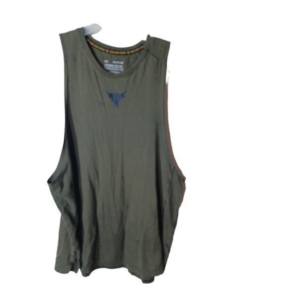 Boys Green Under Armour Tank Top Bull Head‎ In The Center Has Holes XL